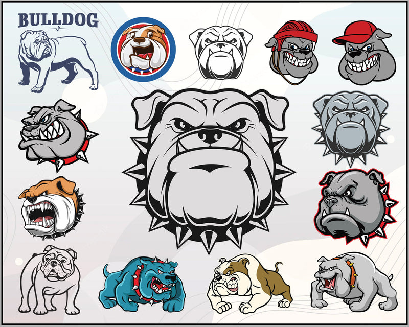 English Bulldog SVG, Bulldogs Svg, Bulldog Stencil, Bulldog Mascot Svg, Dog Face Svg, png, eps, dxf digital download.