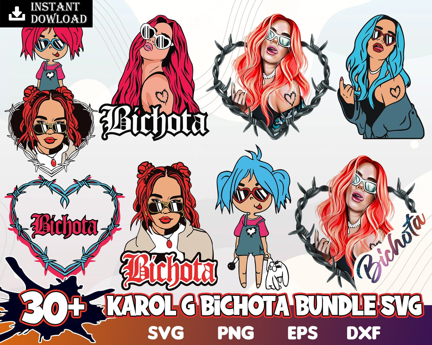 30+ Bad Bunny SVG, Bundle bad bunny layered svg, Karol G Bichota singer svg files, Digital download