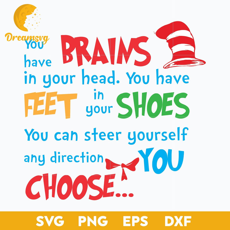 You Have Brains In Your Head You Have Feet In Your Shoes SVG, Dr Seuss SVG