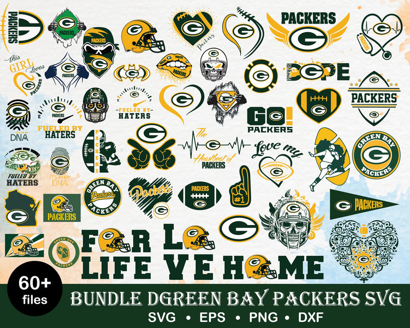 60+ Green Bay Packers bundle svg, Packers svg, Nfl svg, png, dxf, eps digital file