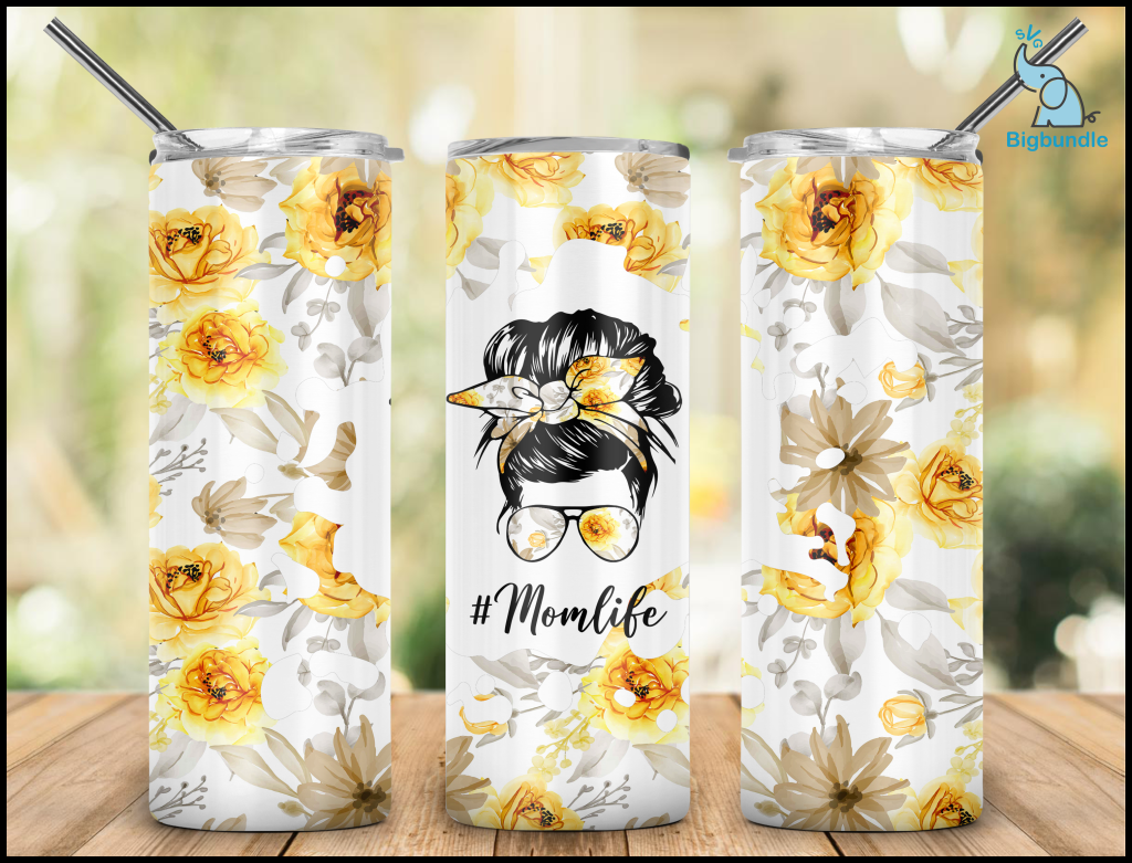 Mom life tumbler, flower tumbler, Straight & Tapered, PNG Sublimation, Digital Design Download, 20 oz Skinny Tumbler, Tumbler design