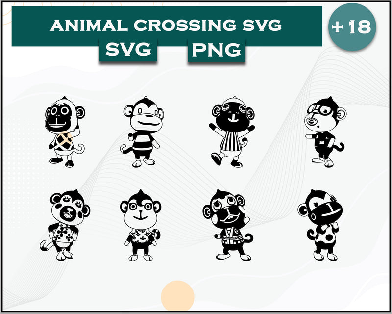 18+ Monkey Svg Bundle, Animal Crossing Svg Bundle, Animal Crossing Svg, Cartoon svg, png digital file