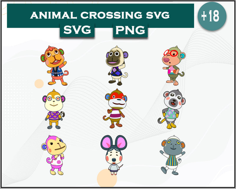 18+ Monkey Svg Bundle, Animal Crossing Svg Bundle, Animal Crossing Svg, Cartoon svg, png digital file