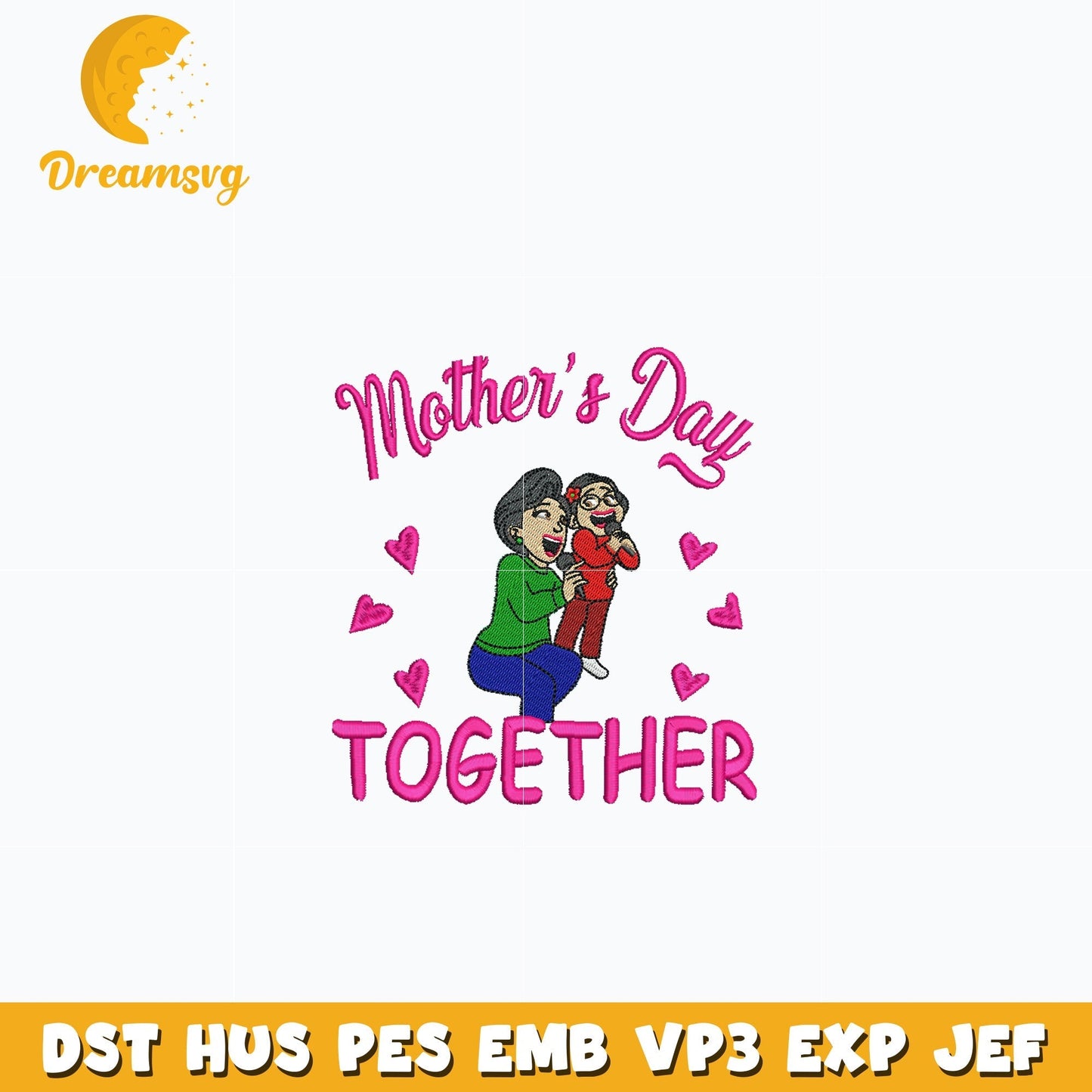 Mother day together embroidery design