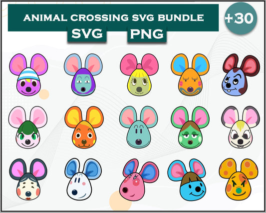 30+ Mouse Svg Bundle, Animal Crossing Svg Bundle, Animal Crossing Svg, Cartoon svg, png digital file