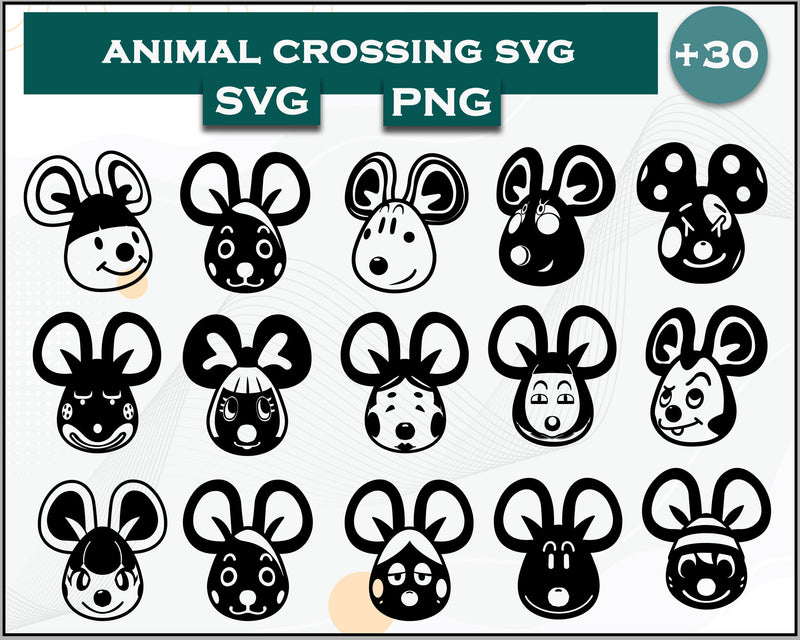 30+ Mouse Svg Bundle, Animal Crossing Svg Bundle, Animal Crossing Svg, Cartoon svg, png digital file