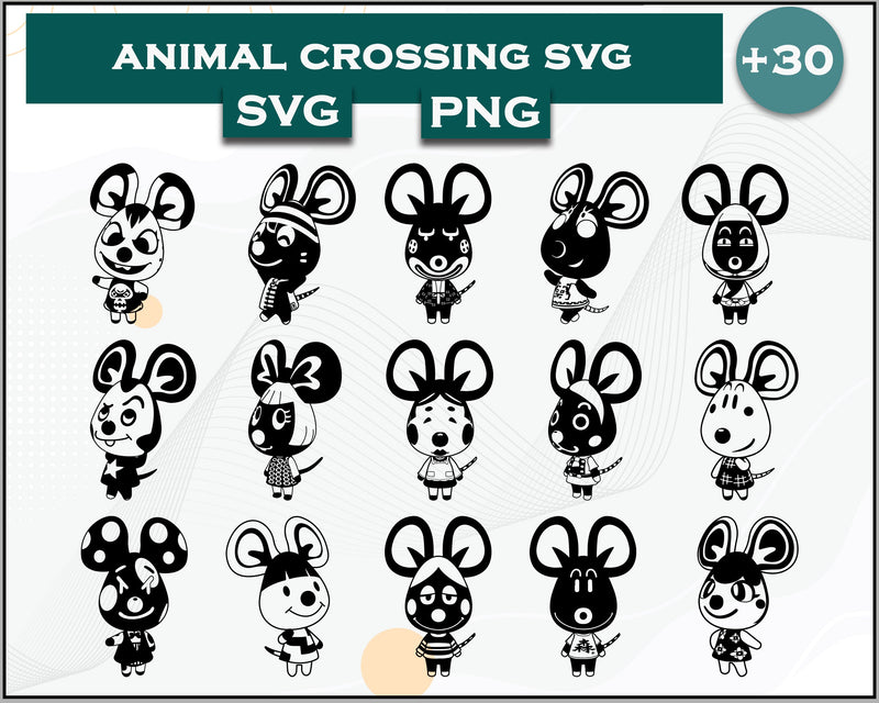 30+ Mouse Svg Bundle, Animal Crossing Svg Bundle, Animal Crossing Svg, Cartoon svg, png digital file