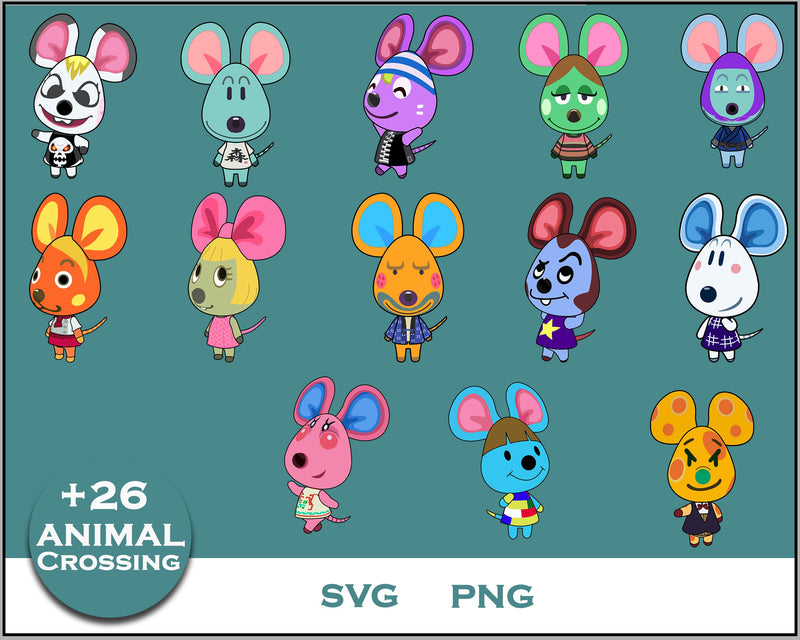 26+ Mouse Svg Bundle, Animal Crossing Svg Bundle, Animal Crossing Svg, Cartoon svg, png digital file