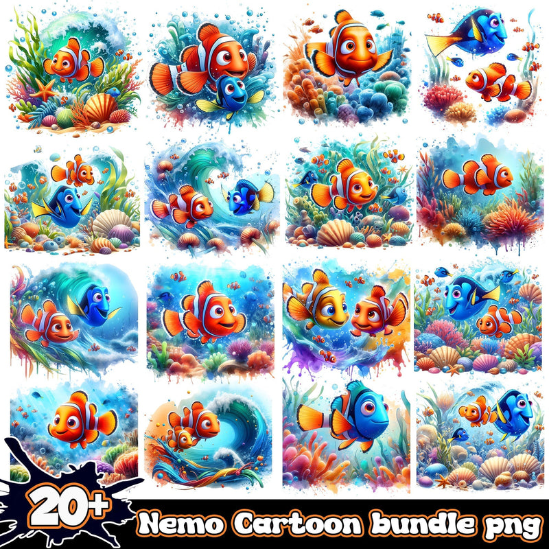 Finding Nemo Splash and Watercolor design PNG