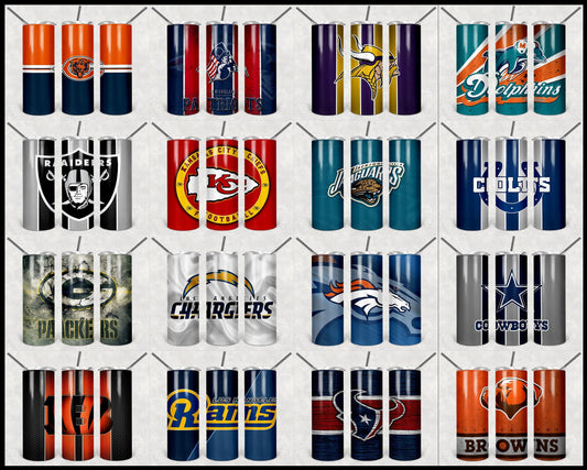 32 Football Tumbler 20oz Design, Football team tumbler design template, NFL Sublimate tumbler 20oz Design