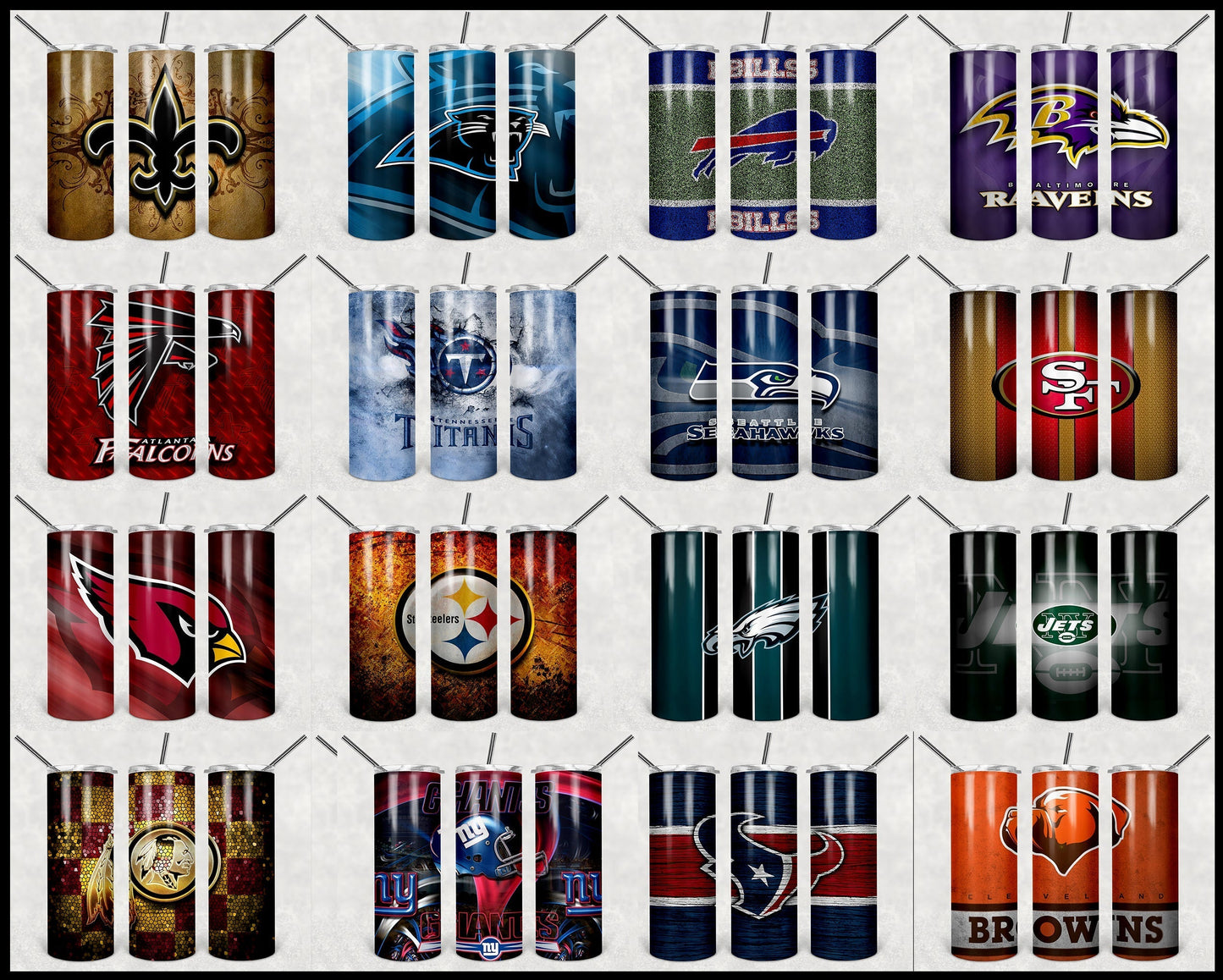 32 Football Tumbler 20oz Design, Football team tumbler design template, NFL Sublimate tumbler 20oz Design