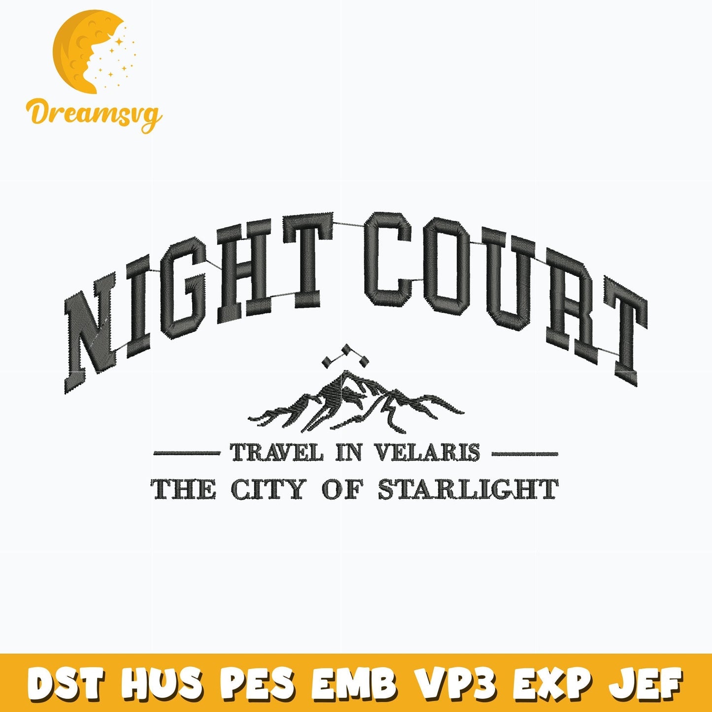 Night court book embroidery