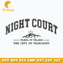 Night court book embroidery