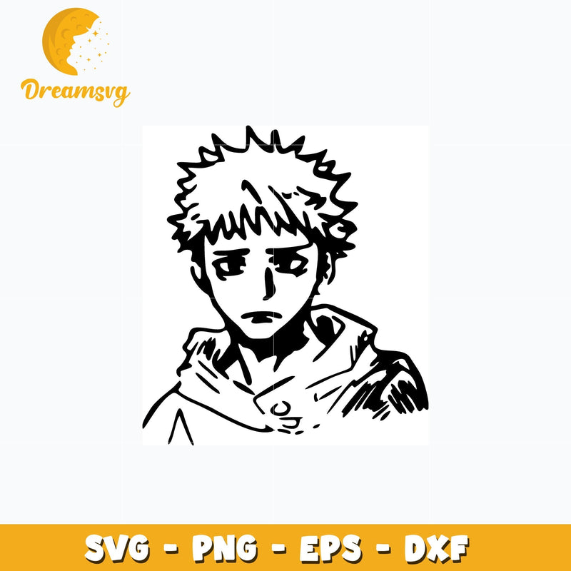 Yuji sad black white design svg, anime svg, Jujutsu kaisen svg