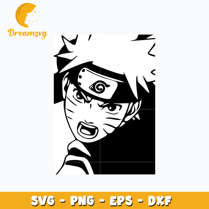 Uzumaki naruto black white svg, anime svg, Naruto svg