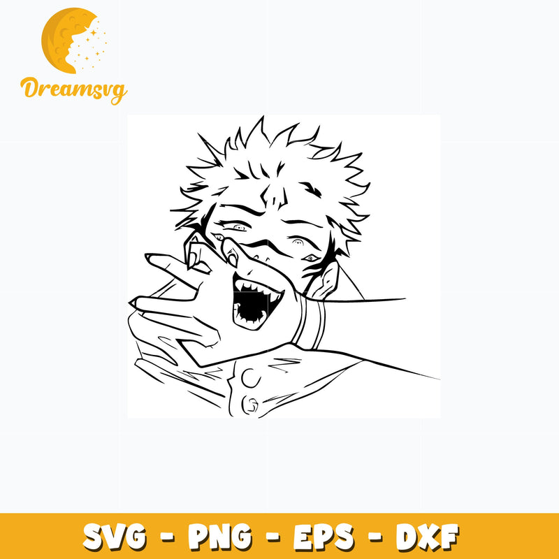 Yuji x sukuna black white design svg, anime svg, Jujutsu kaisen svg