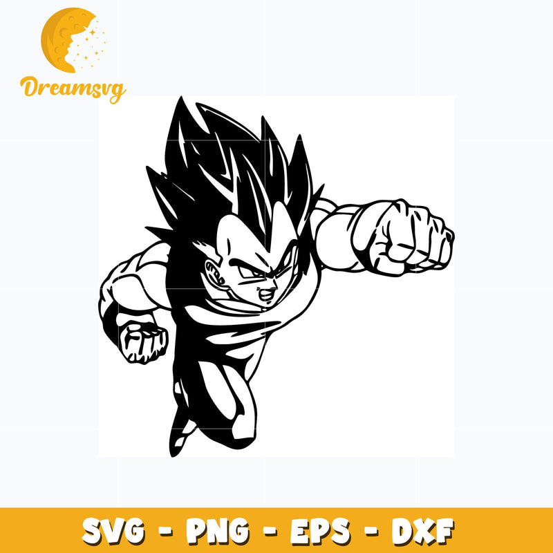 Vegeta black white Dragonball svg, anime svg, Dragonball svg