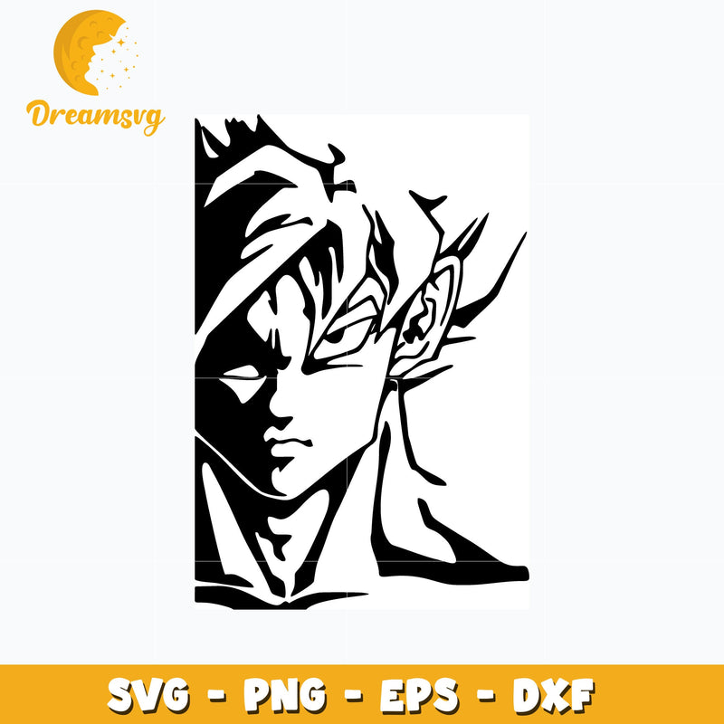 Goku face black white Dragonball svg, anime svg, Dragonball svg