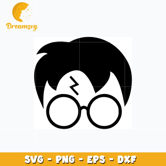 Harry potter face black white svg, anime svg, Harry Potter svg