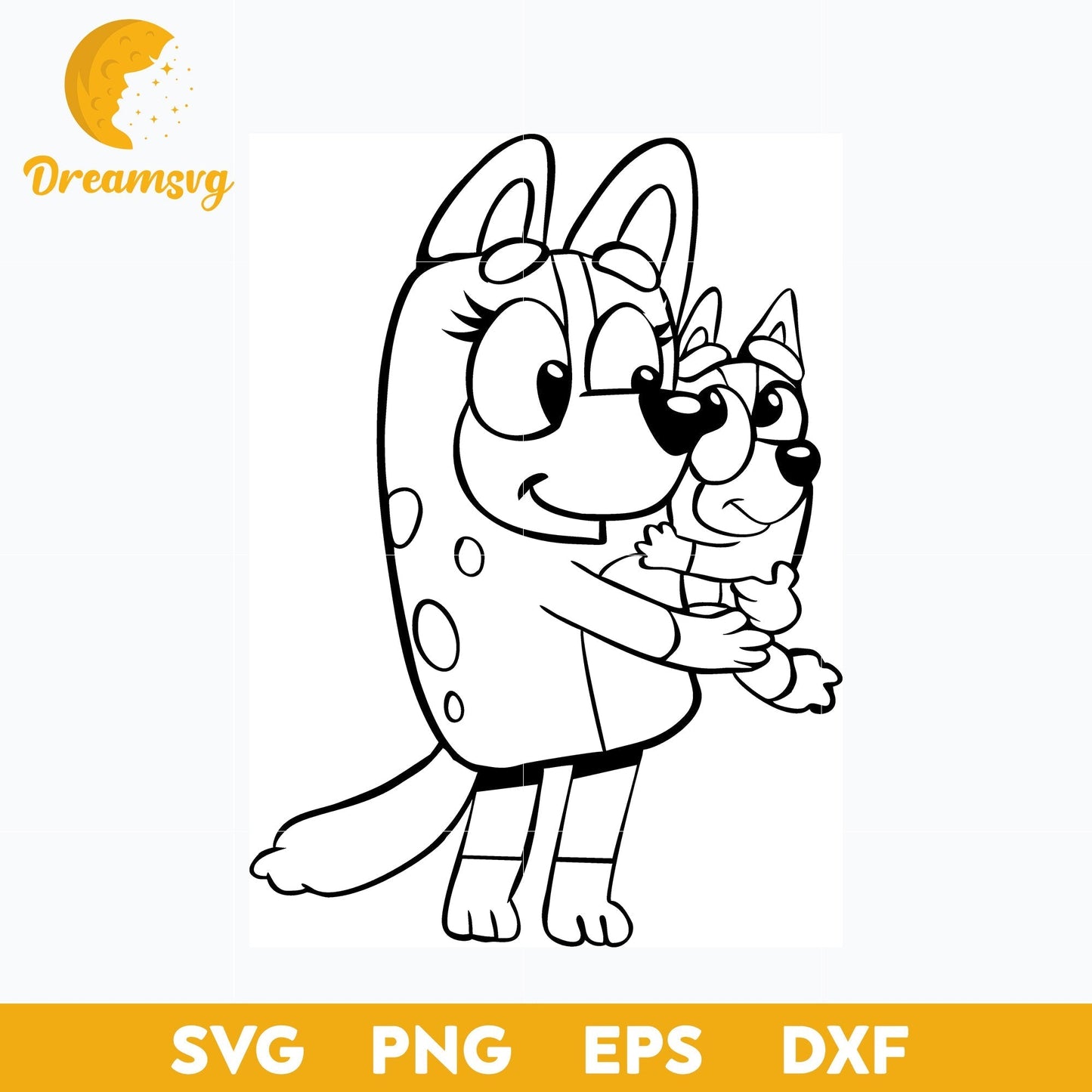 Mum Bingo outline svg, Bluey Vector, Bluey Alphabeth, Bluey Cutfile, Bluey Clipart, Cartoon svg, png, dxf, eps file