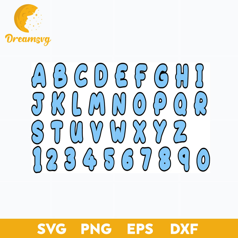 Bluey font svg, Bluey Vector, Bluey Alphabeth, Bluey Cutfile, Bluey Clipart, Cartoon svg, png, dxf, eps file