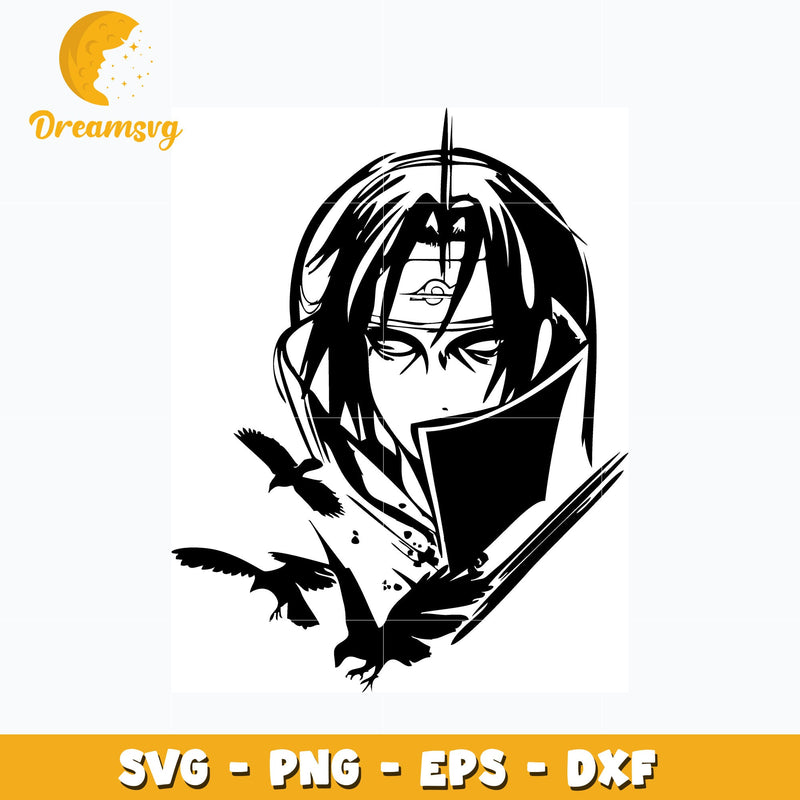 Itachi black white design svg, anime svg, Naruto svg