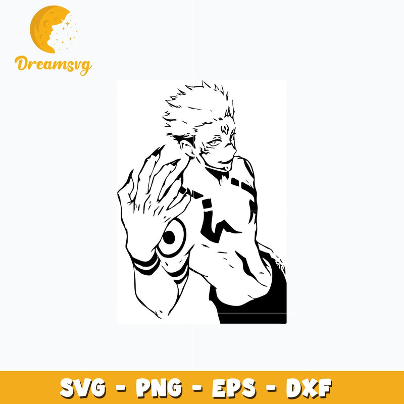 Sukuna black white design svg, anime svg, Jujutsu kaisen svg