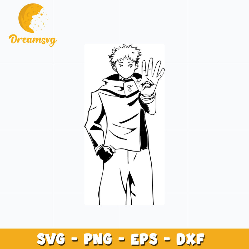 Itadori Yuji black white design svg, anime svg, Jujutsu kaisen svg