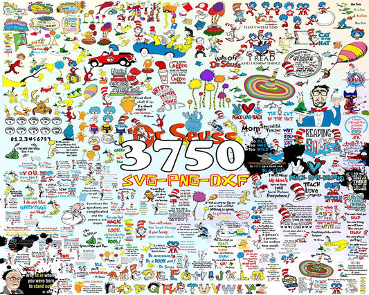 3750+ Dr Seuss Svg Bundle, Cat In The Hat SVG, Dr Seuss Hat SVG,Green Eggs And Ham Svg, Dr Seuss for Teachers Svg, Lorax Svg,Thing 1 and 2 Svg