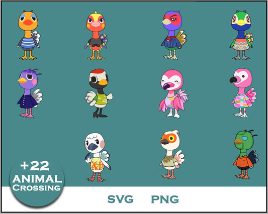 22+ Ostrichs Svg Bundle, Animal Crossing Svg Bundle, Animal Crossing Svg, Cartoon svg, png digital file