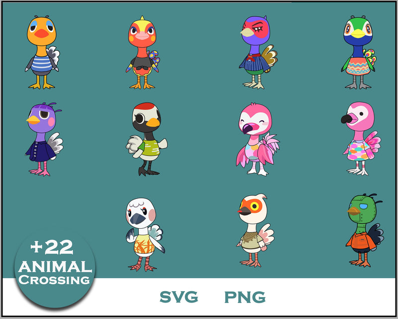 22+ Ostrichs Svg Bundle, Animal Crossing Svg Bundle, Animal Crossing Svg, Cartoon svg, png digital file