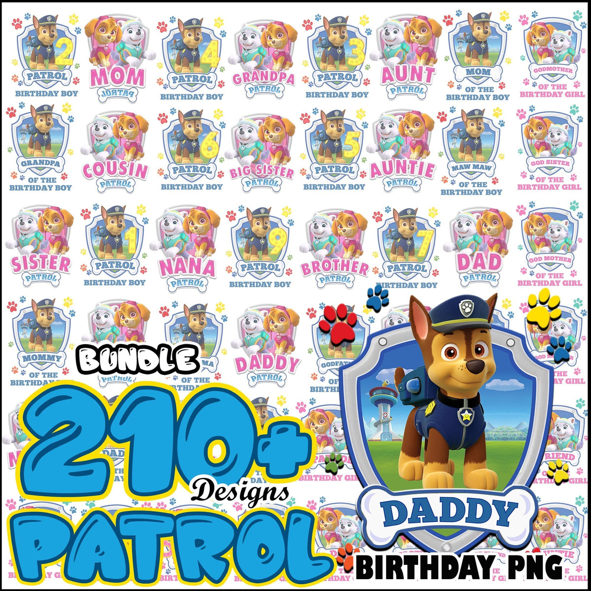 Paw patrol birthday bundle png trending 2024