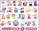 50+ Peppa Pig SVG PNG bundle - Digital download
