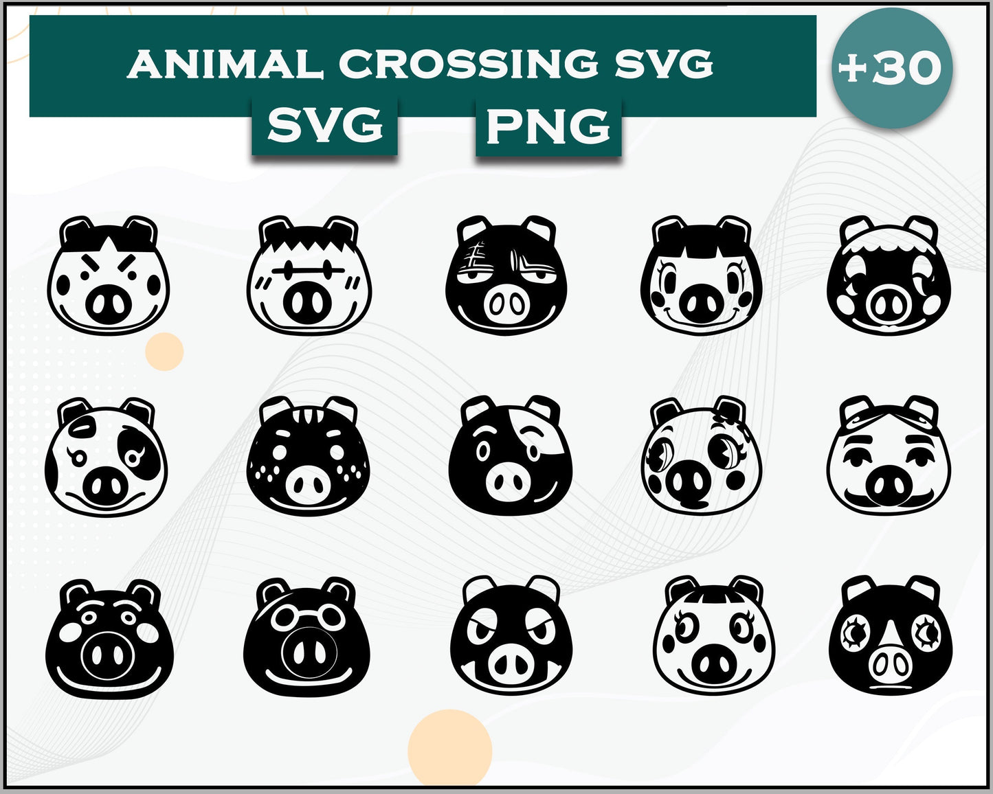 30+ Pigs Svg Bundle, Animal Crossing Svg Bundle, Animal Crossing Svg, Cartoon svg, png digital file