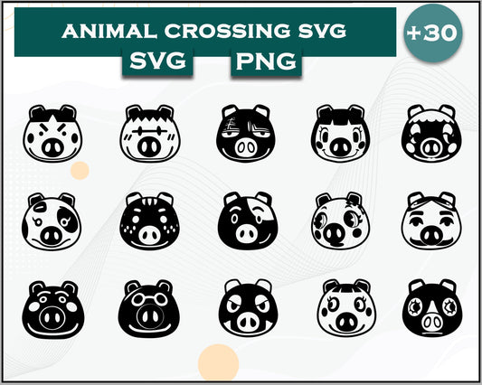 30+ Pigs Svg Bundle, Animal Crossing Svg Bundle, Animal Crossing Svg, Cartoon svg, png digital file