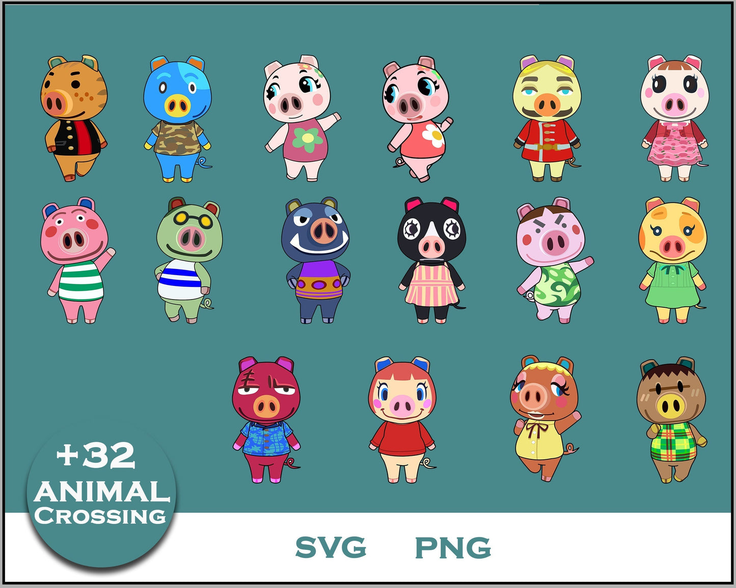 32+ Pigs Svg Bundle, Animal Crossing Svg Bundle, Animal Crossing Svg, Cartoon svg, png digital file