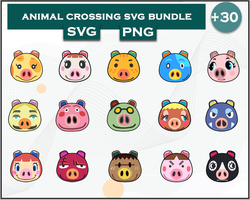 30+ Pigs Svg Bundle, Animal Crossing Svg Bundle, Animal Crossing Svg, Cartoon svg, png digital file