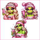 Cute Boujee grinch girl christmas Png, Pink grinch png