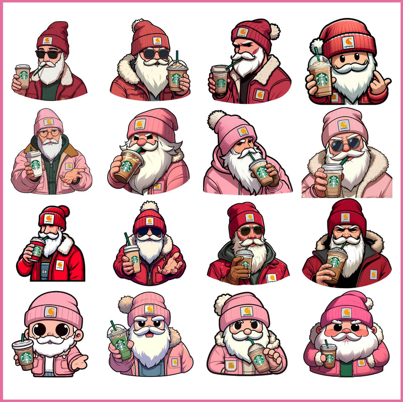 cute pink Santa png bundle, Pink Santa png, Pink Christmas png