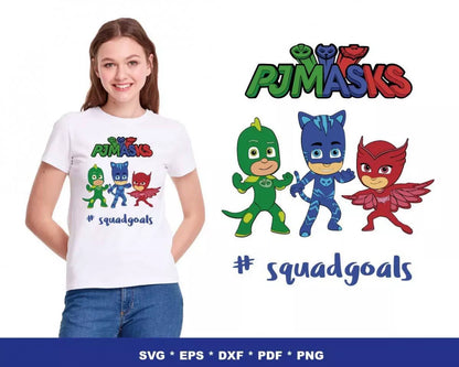 PJ Masks Clipart Bundle, PNG & SVG Cut Files for Cricut & Silhouette