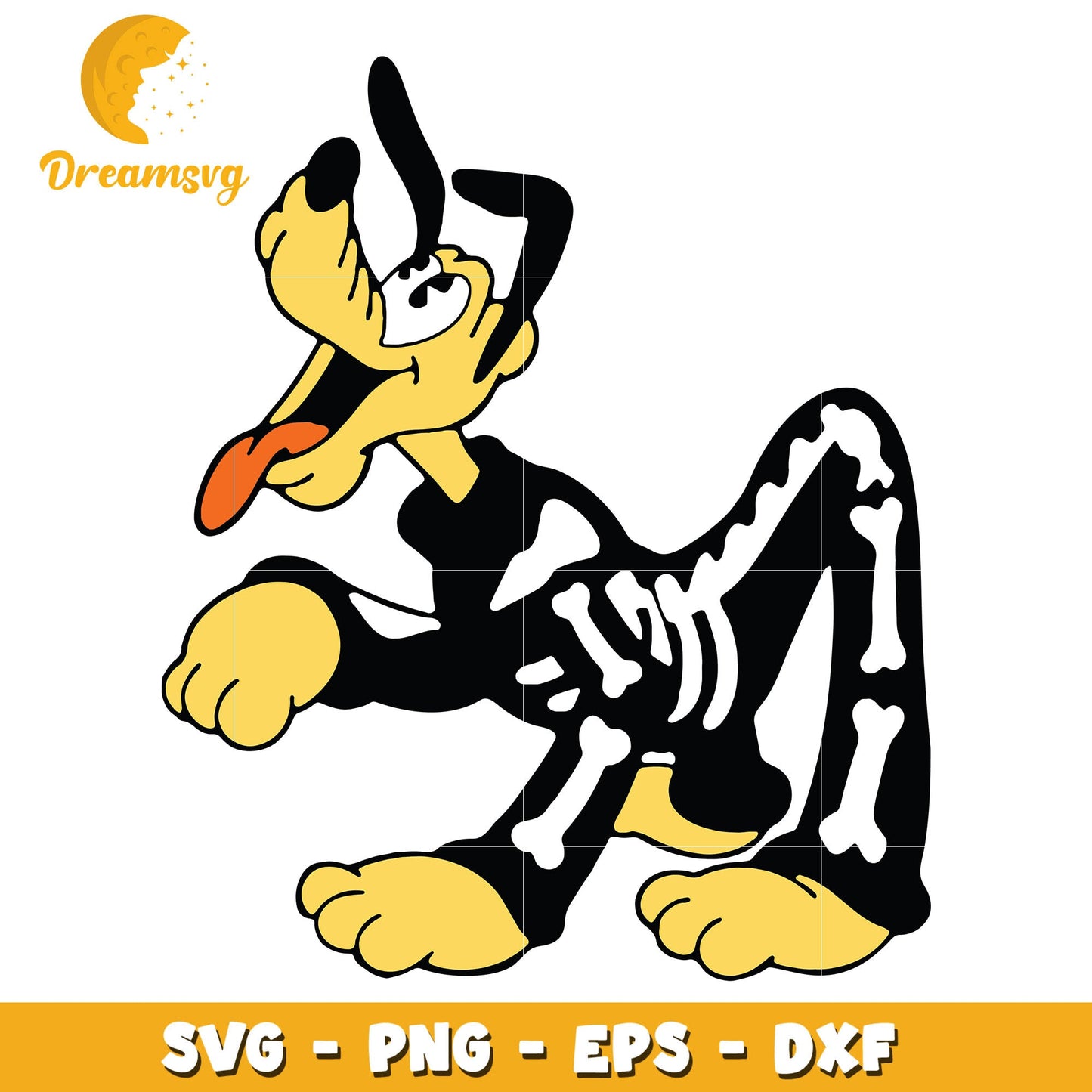 Pluto dog skeleton halloween svg