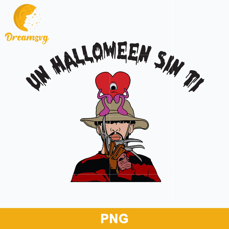 Bad Bunny Freddy Krueger Png, Un Halloween Sin Ti Png Digital file BHLW30