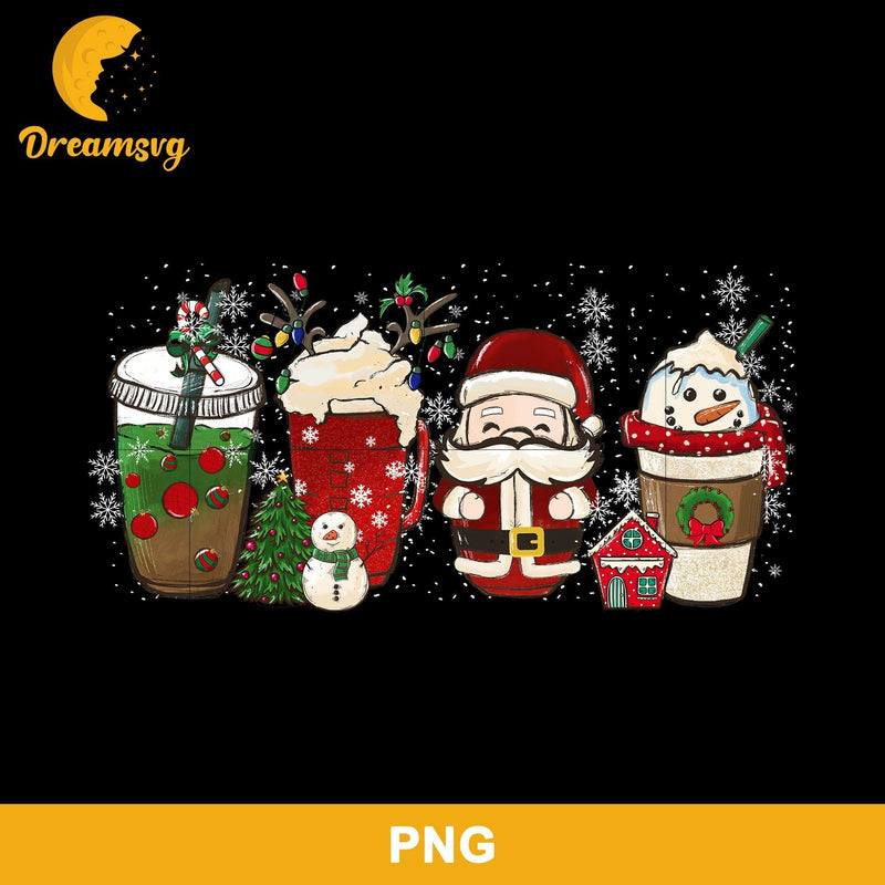 Santa Claus, Snowman Coffee Christmas PNG, Christmas Drink PNG.