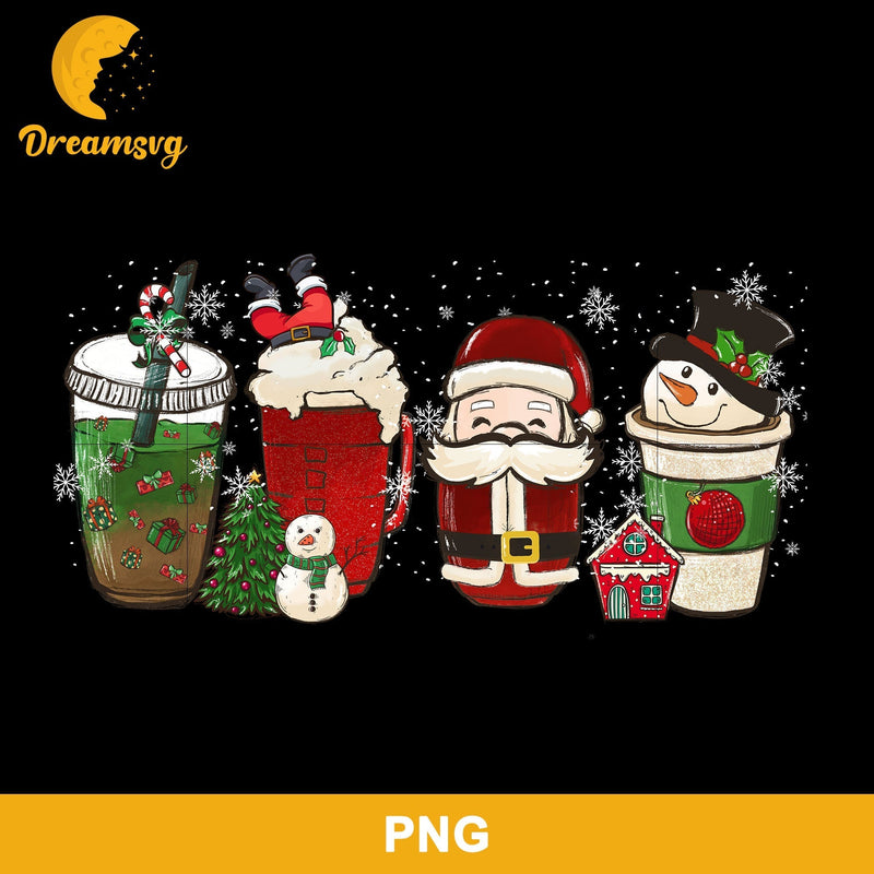 Santa Claus, Snowman Christmas Drink PNG, Christmas Coffee PNG.