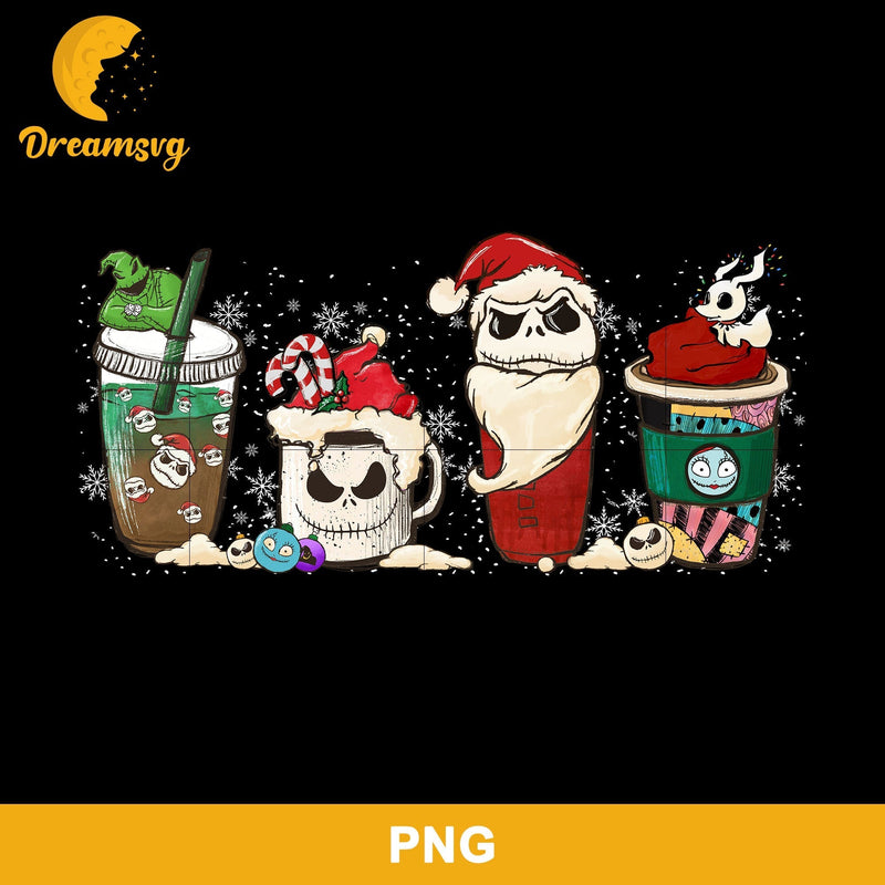 Jack Skellington Coffee Latte PNG, Jack Christmas PNG,  Christmas Coffee PNG.