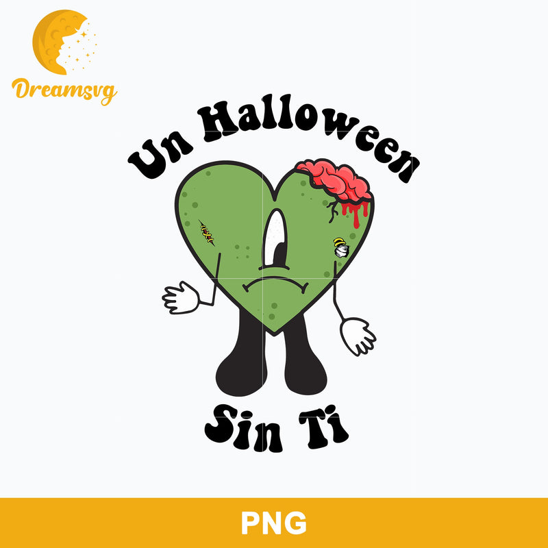 Bad Bunny Heart Green Halloween Png, Un Halloween Sin Ti Png Digital file BHLW59