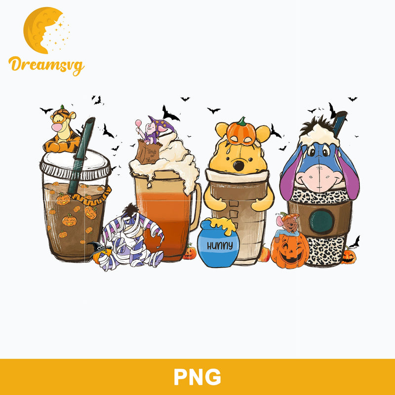 Pooh Halloween Coffee PNG, Winne The Pooh Coffee PNG, Coffee Halloween PNG