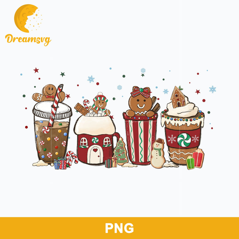 Gingerbread Coffee Christmas PNG, Christmas Coffee PNG File.