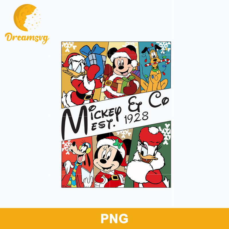 Christmas Mickey & Co Est.1928 PNG, Mickey Mouse Christmas PNG File.