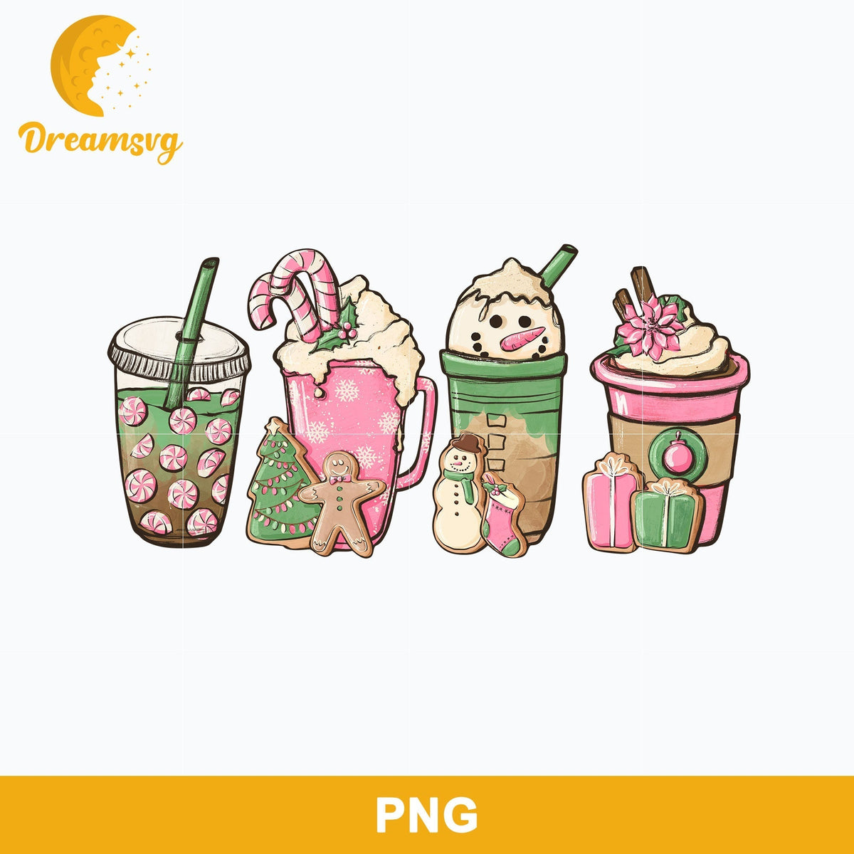 Snowman Gingerbread Christmas PNG, Coffee Christmas PNG.